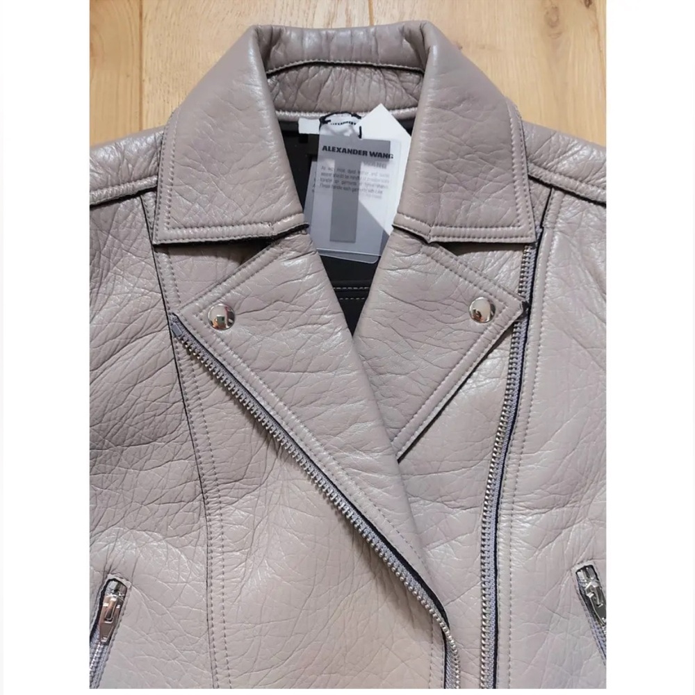 New T Alexander Wang Grey Leather Jacket - Picture 4 of 13